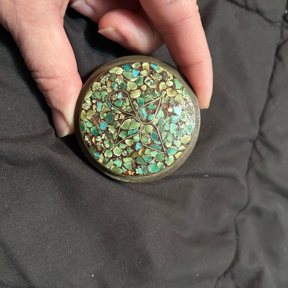 Vintage Round Mosaic Trinket Box